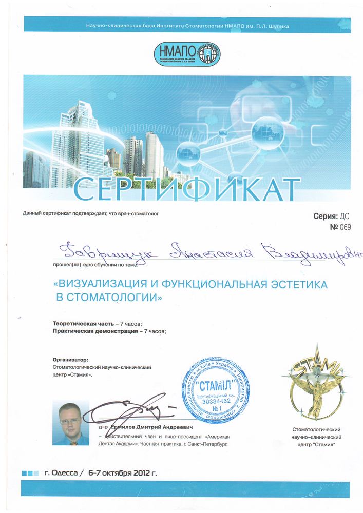 Сертифікат НМАПО, 2012