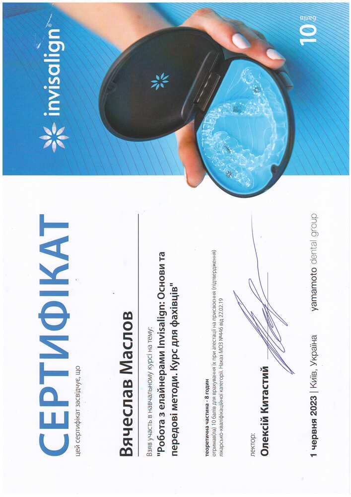 Сертифікат Invisalign, 2023